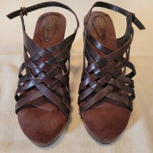 Dr. Scholls Brown Strappy Heeled Sandals - Size 10